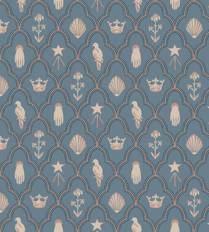 Turtledove Barn Wallpaper by Sandberg Indigo Blue
