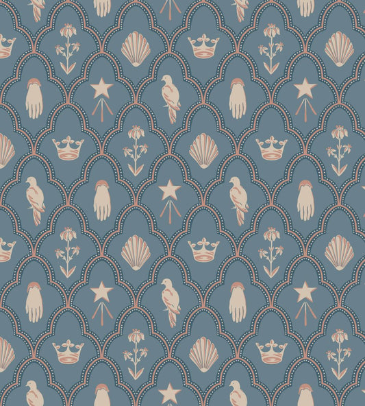 Turtledove Barn Wallpaper by Sandberg Indigo Blue