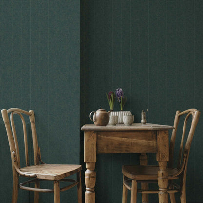 Twill wallpaper by Coordonné in Acqua, shown in a styled room