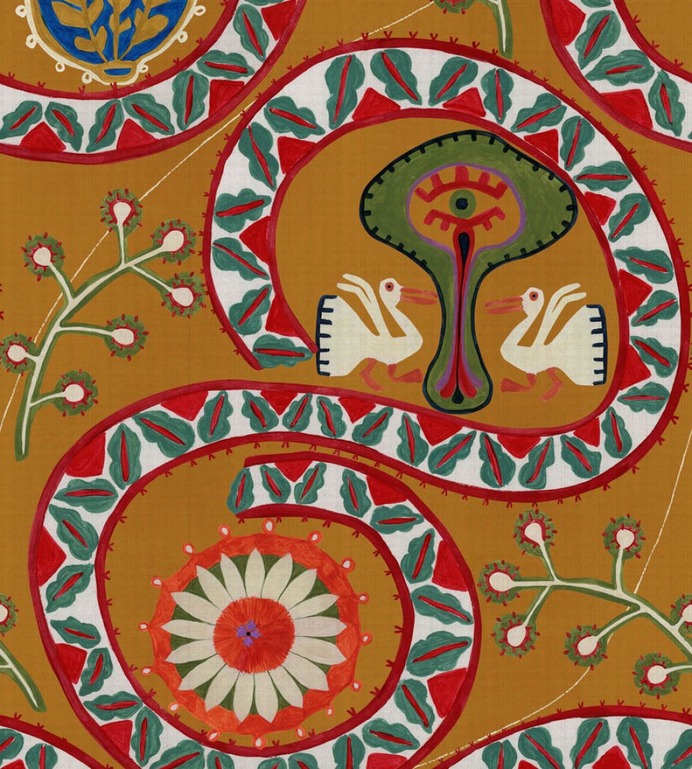 Two Storks Wallpaper by MINDTHEGAP Ochre