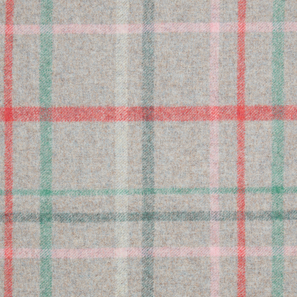 Multicheck Wool Fabric by Abraham Moon Aqua Flamingo