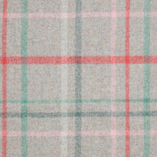 Multicheck Wool Fabric by Abraham Moon Aqua Flamingo