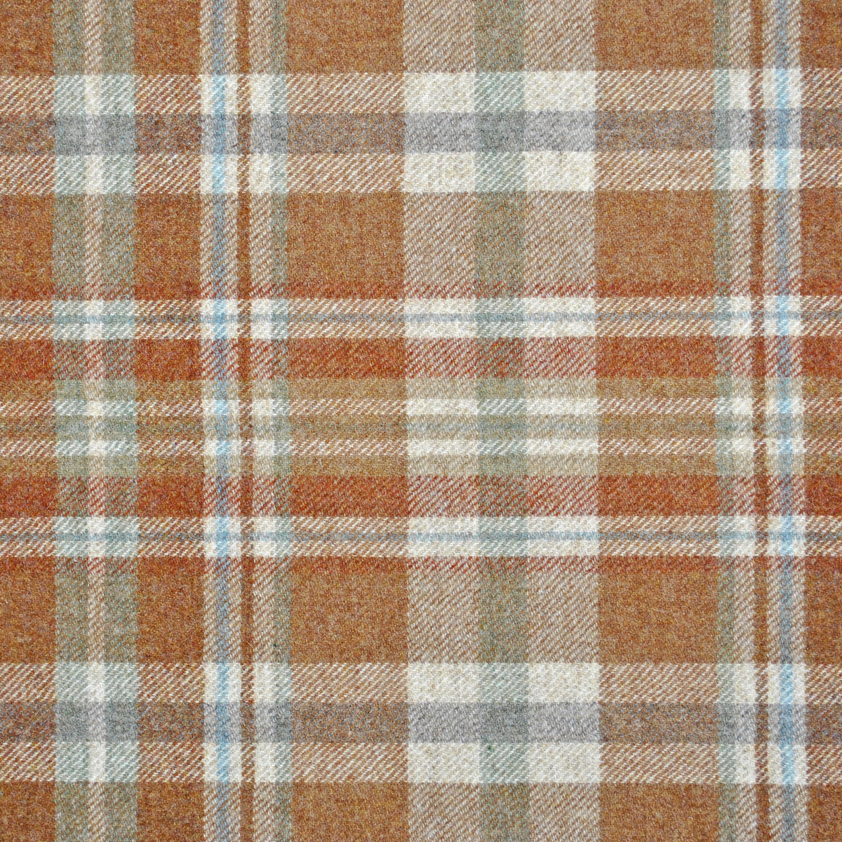 Glen Coe Wool Fabric by Abraham Moon Rust Aqua