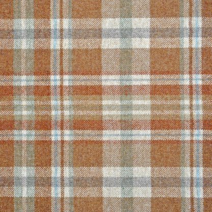 Glen Coe Wool Fabric by Abraham Moon Rust Aqua