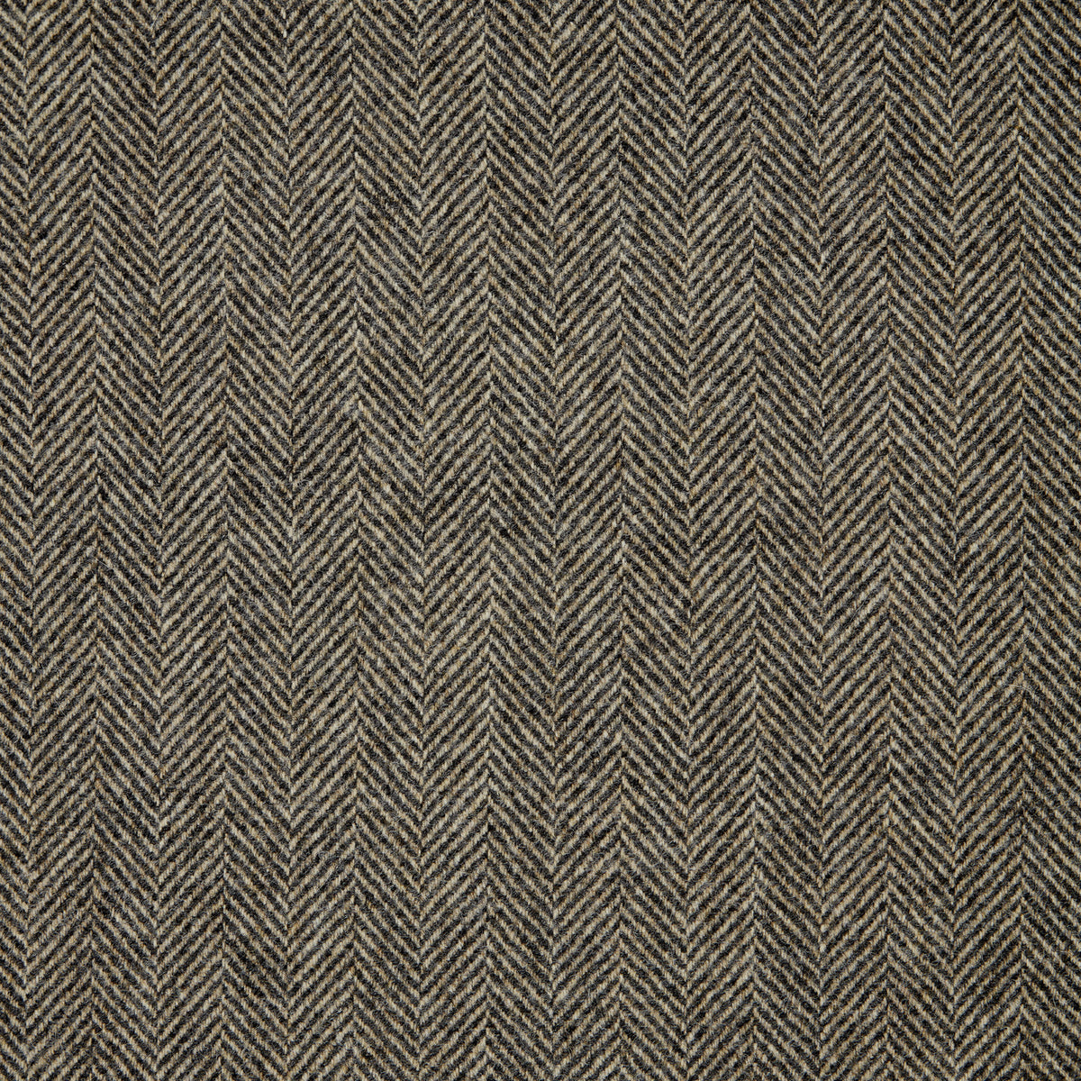 Herringbone Wool Fabric by Abraham Moon Charcoal