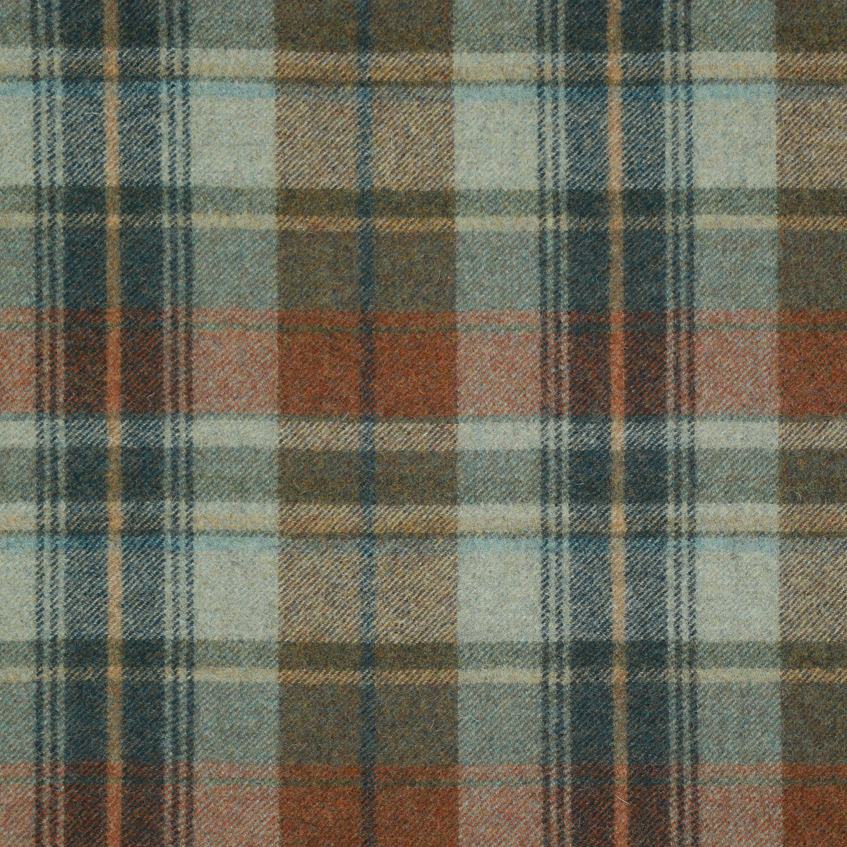 Walsh Wool Fabric by Abraham Moon Aqua Rust
