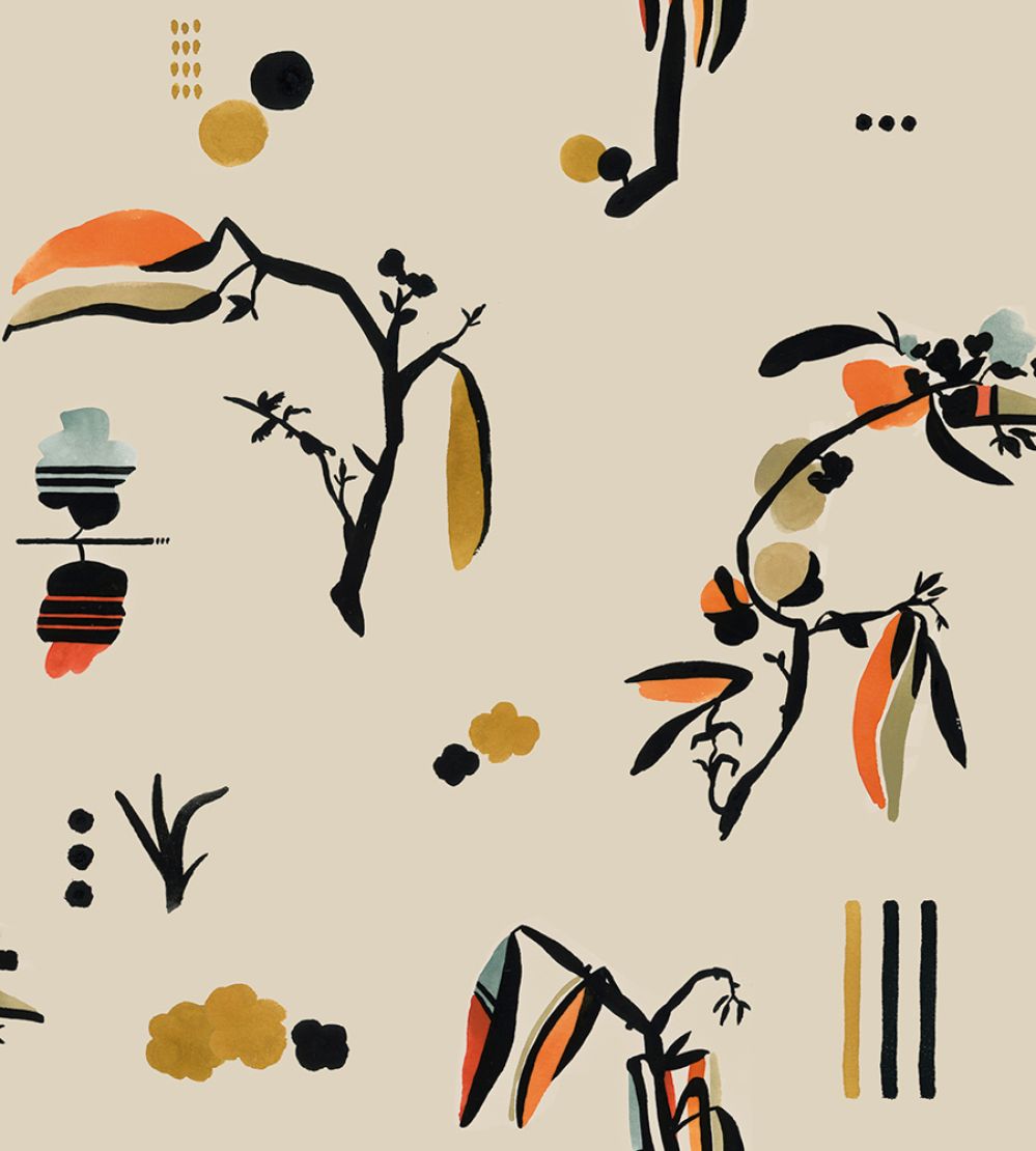 Ukiyo Wallpaper by Tres Tintas Beige