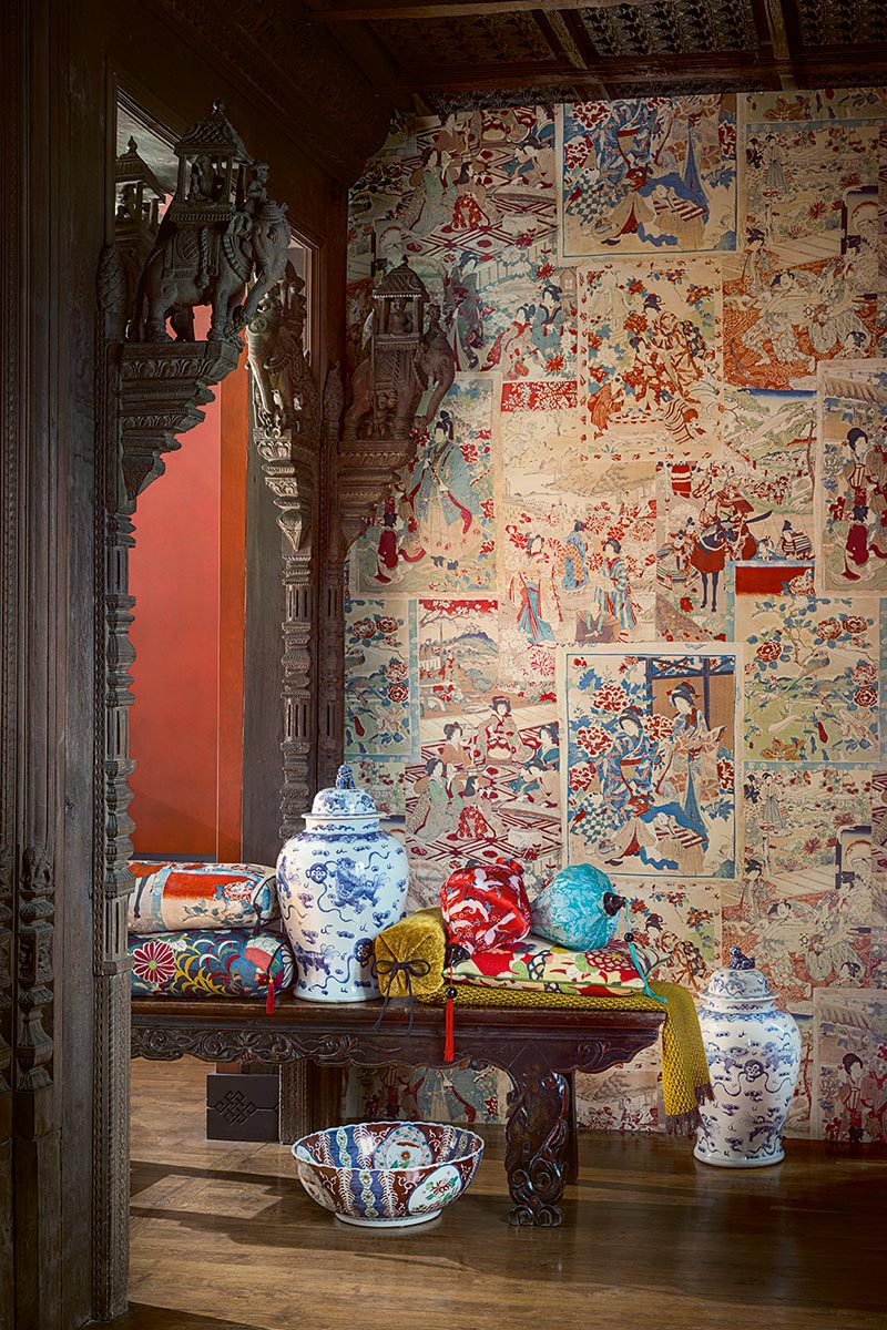 Ukiyoe Wallpaper by Pierre Frey shown in a room setting (view 1)
