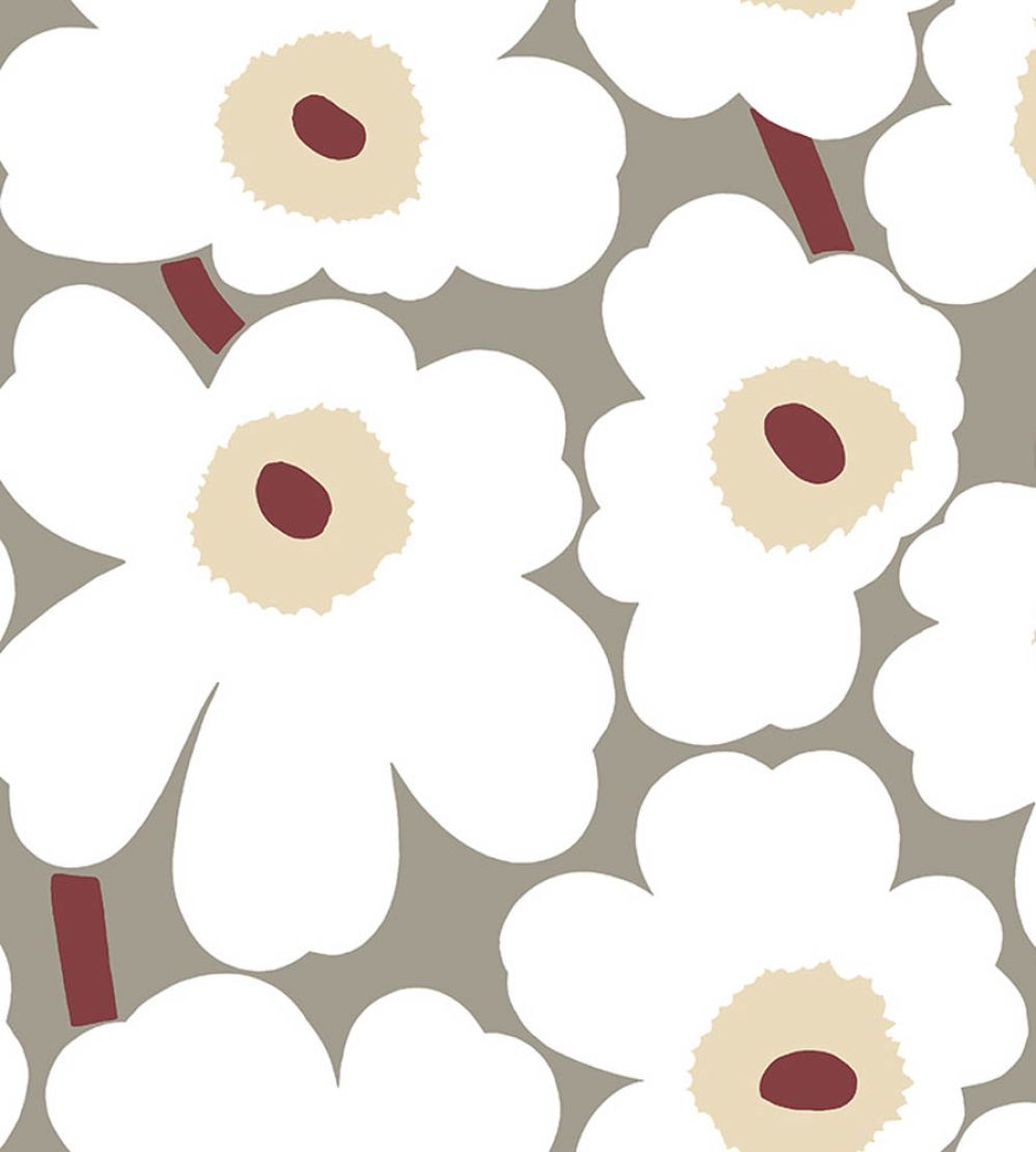 Unikko Wallpaper by Marimekko Grey