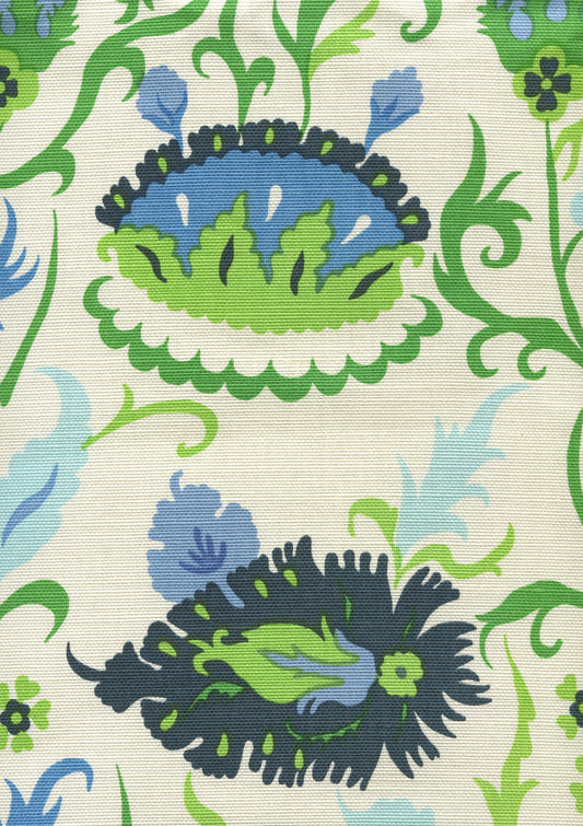 Uzbek Small Scale Multi Blues Greens Royal fabric by Quadrille