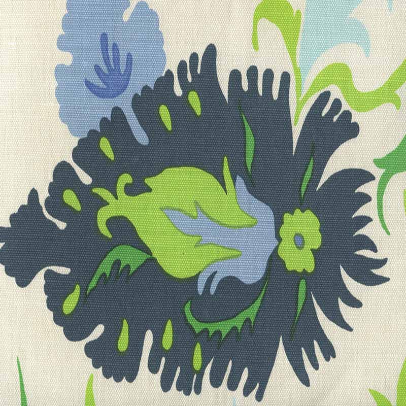 Uzbek Multi Blues Greens Royal On Almost White wallpaper by Quadrille