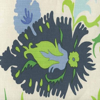 Uzbek Multi Blues Greens Royal On Almost White wallpaper by Quadrille