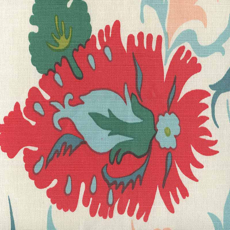 Uzbek Multi Green Pink Blues On Almost White wallpaper by Quadrille