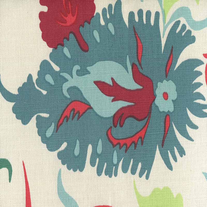 Uzbek Multi Red Greens Blues On Almost White wallpaper by Quadrille