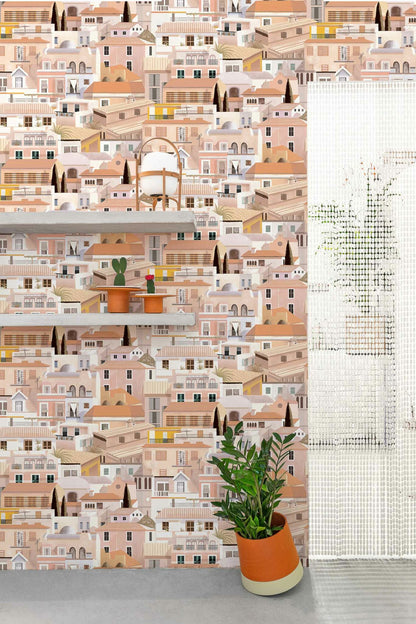 Valldemossa wallpaper by Coordonné in Midday, shown in a styled room