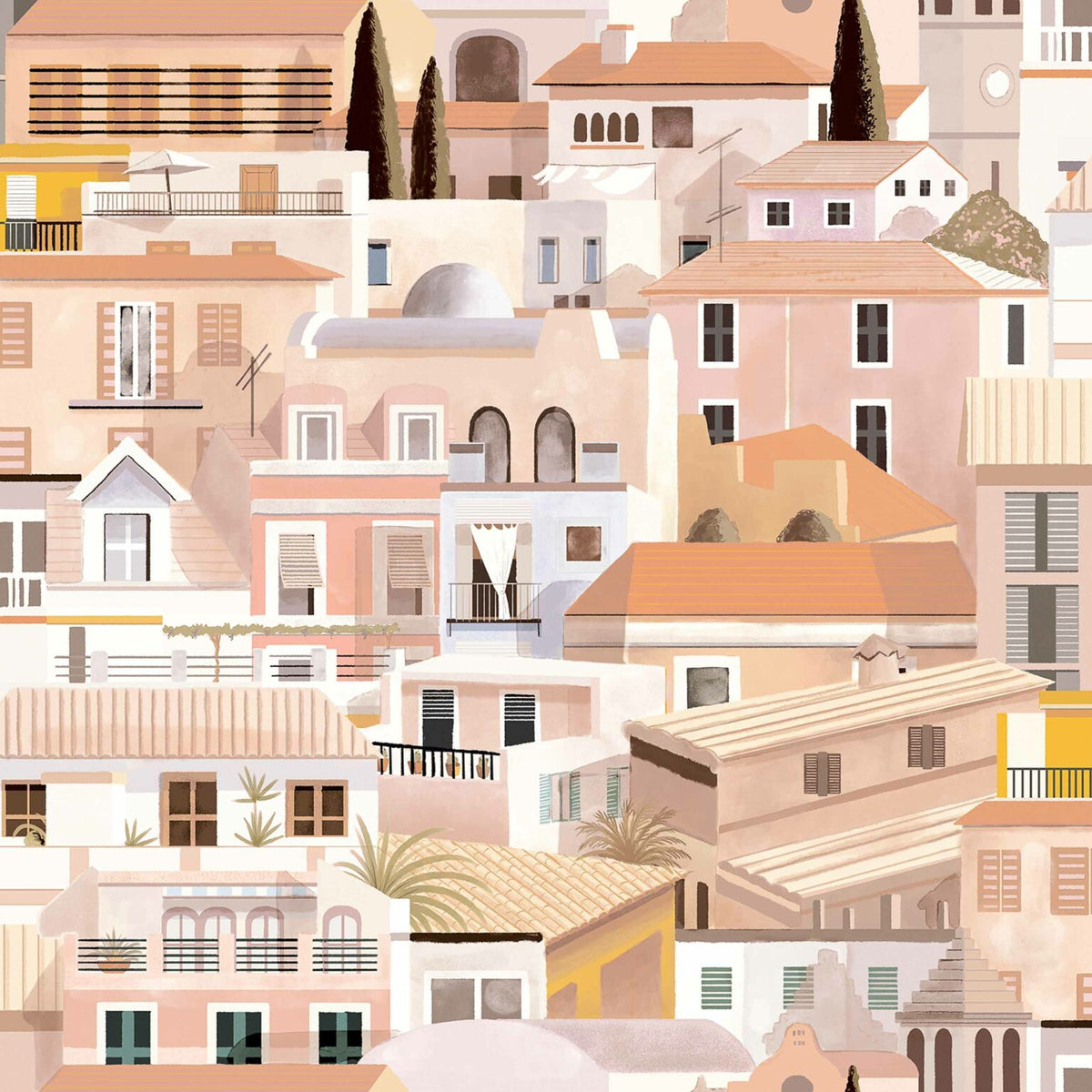 Valldemossa wallpaper by Coordonné in Midday, flat pattern view