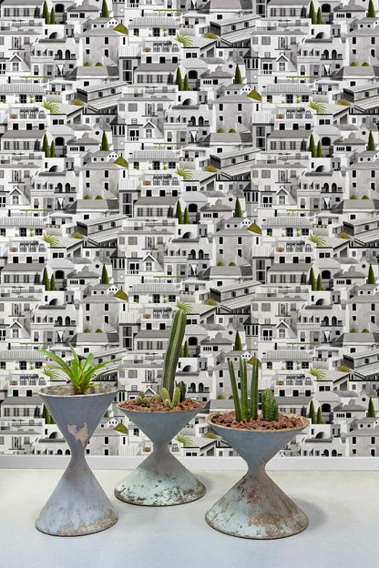Valldemossa wallpaper by Coordonné in Night, shown in a styled room