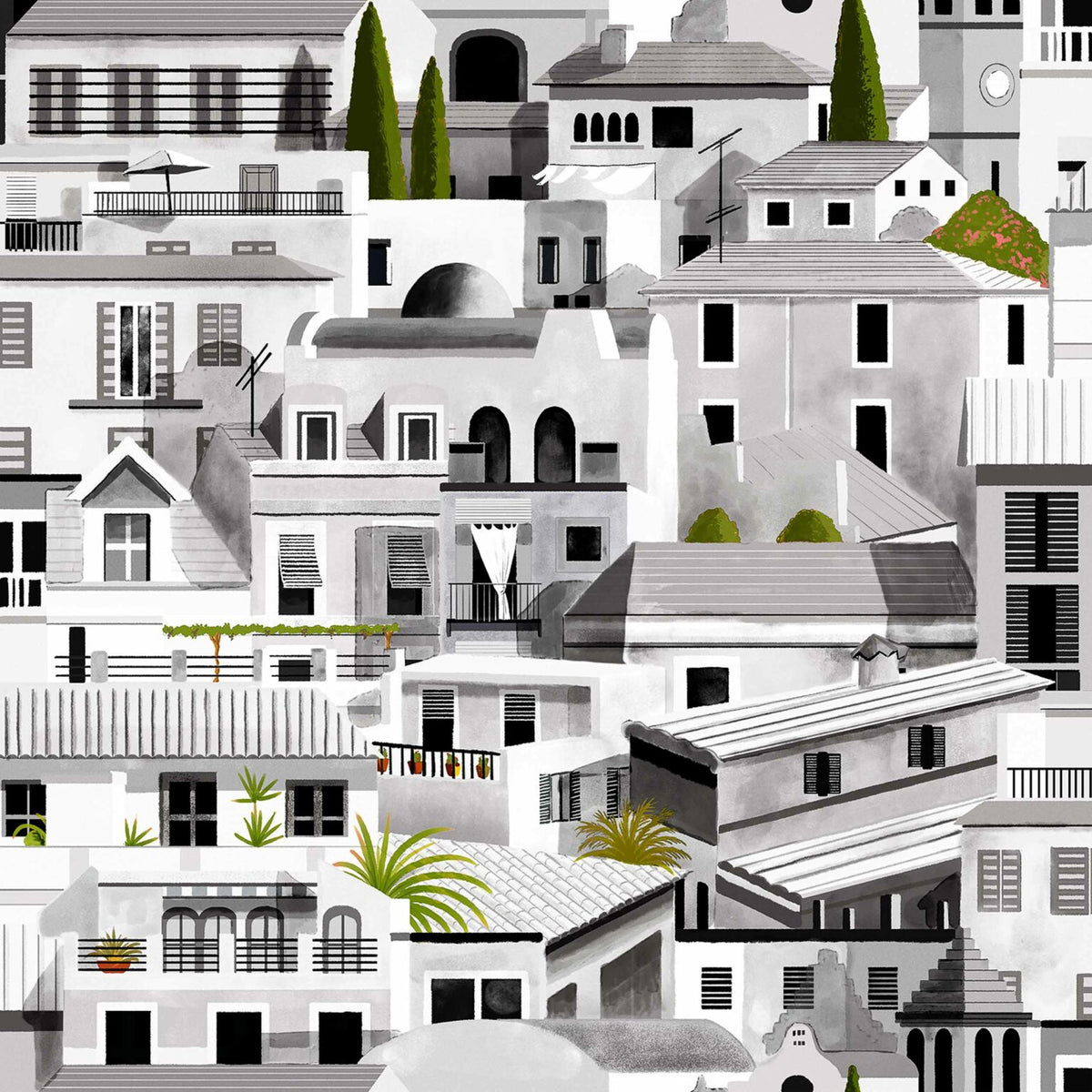 Valldemossa wallpaper by Coordonné in Night, flat pattern view