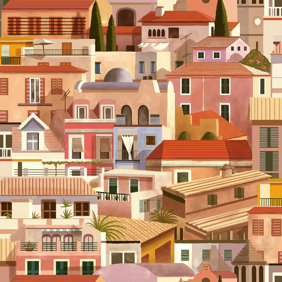 Valldemossa wallpaper by Coordonné in Sunrise, flat pattern view