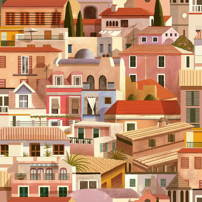 Valldemossa wallpaper by Coordonné in Sunrise, flat pattern view