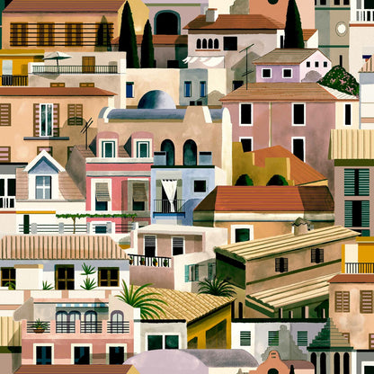 Valldemossa wallpaper by Coordonné in Sunset, flat pattern view