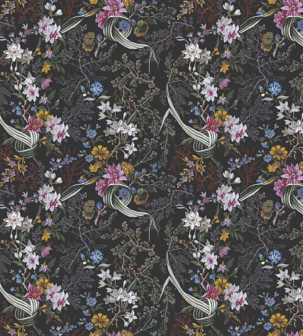 V&A Floris Fabric by Arley House Black
