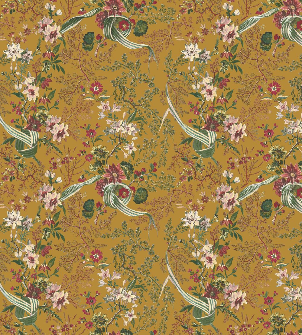 V&A Floris Fabric by Arley House Gold