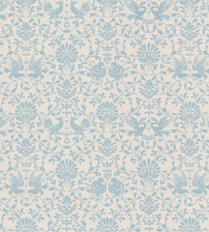 V&A Heraldic Birds Fabric by Arley House Duck Egg