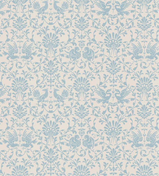 V&A Heraldic Birds Fabric by Arley House Duck Egg
