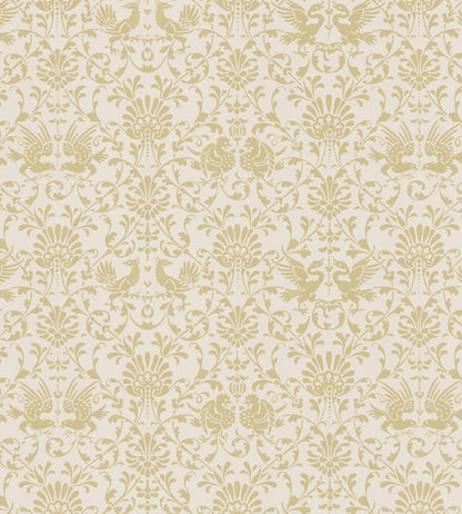 V&A Heraldic Birds Fabric by Arley House Gold