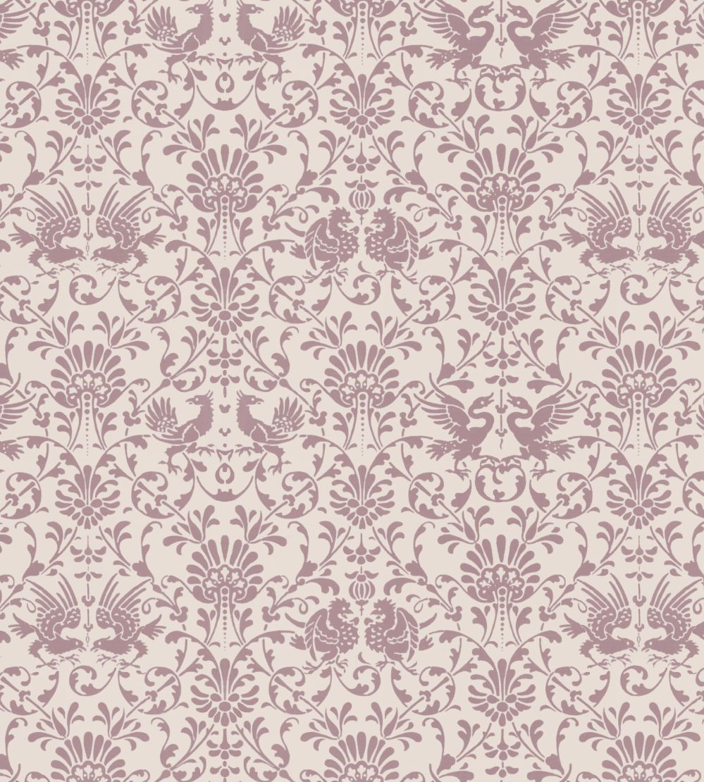 V&A Heraldic Birds Fabric by Arley House Pink