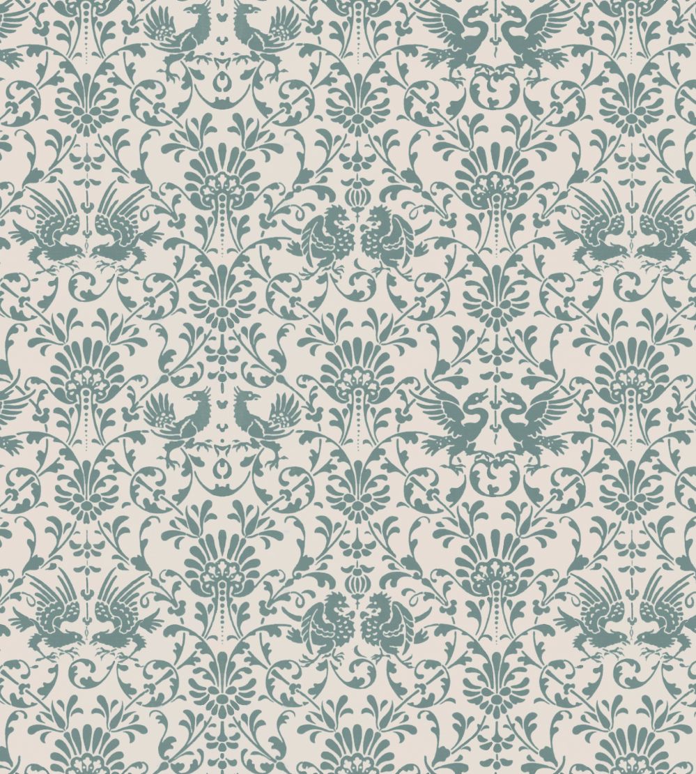V&A Heraldic Birds Fabric by Arley House Sage Green