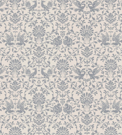 V&A Heraldic Birds Fabric by Arley House Slate Grey