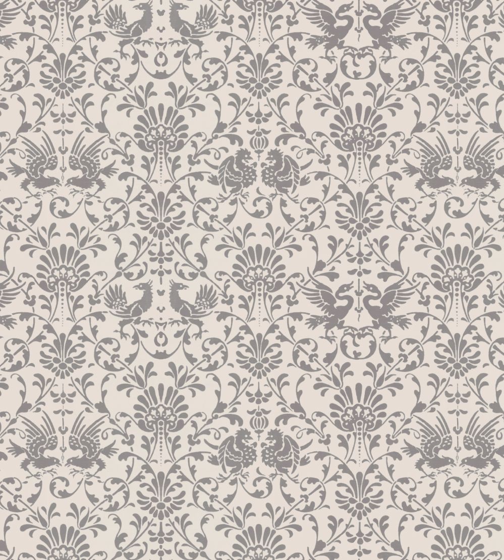 V&A Heraldic Birds Fabric by Arley House Taupe