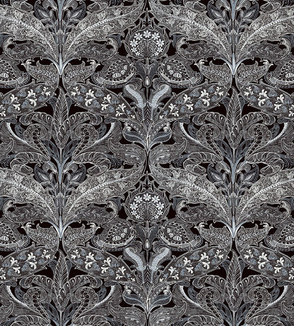 V&A Lacewing Fabric by Arley House Jet Black