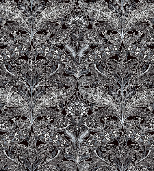 V&A Lacewing Fabric by Arley House Jet Black