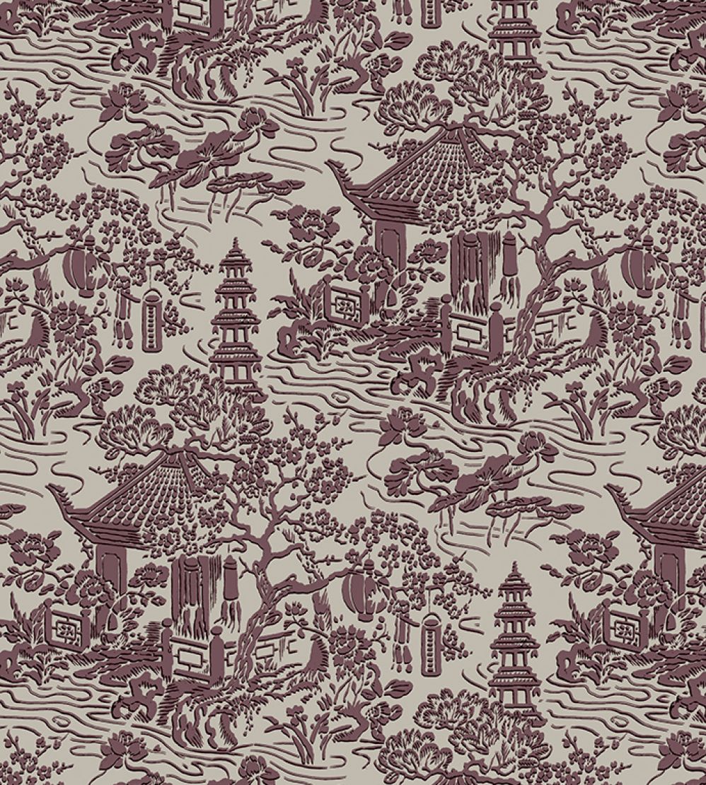 V&A Pagoda Fabric by Arley House Berry