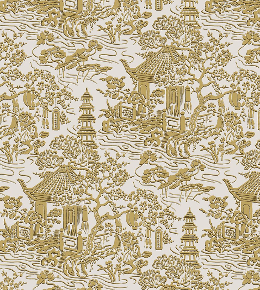 V&A Pagoda Fabric by Arley House Gold