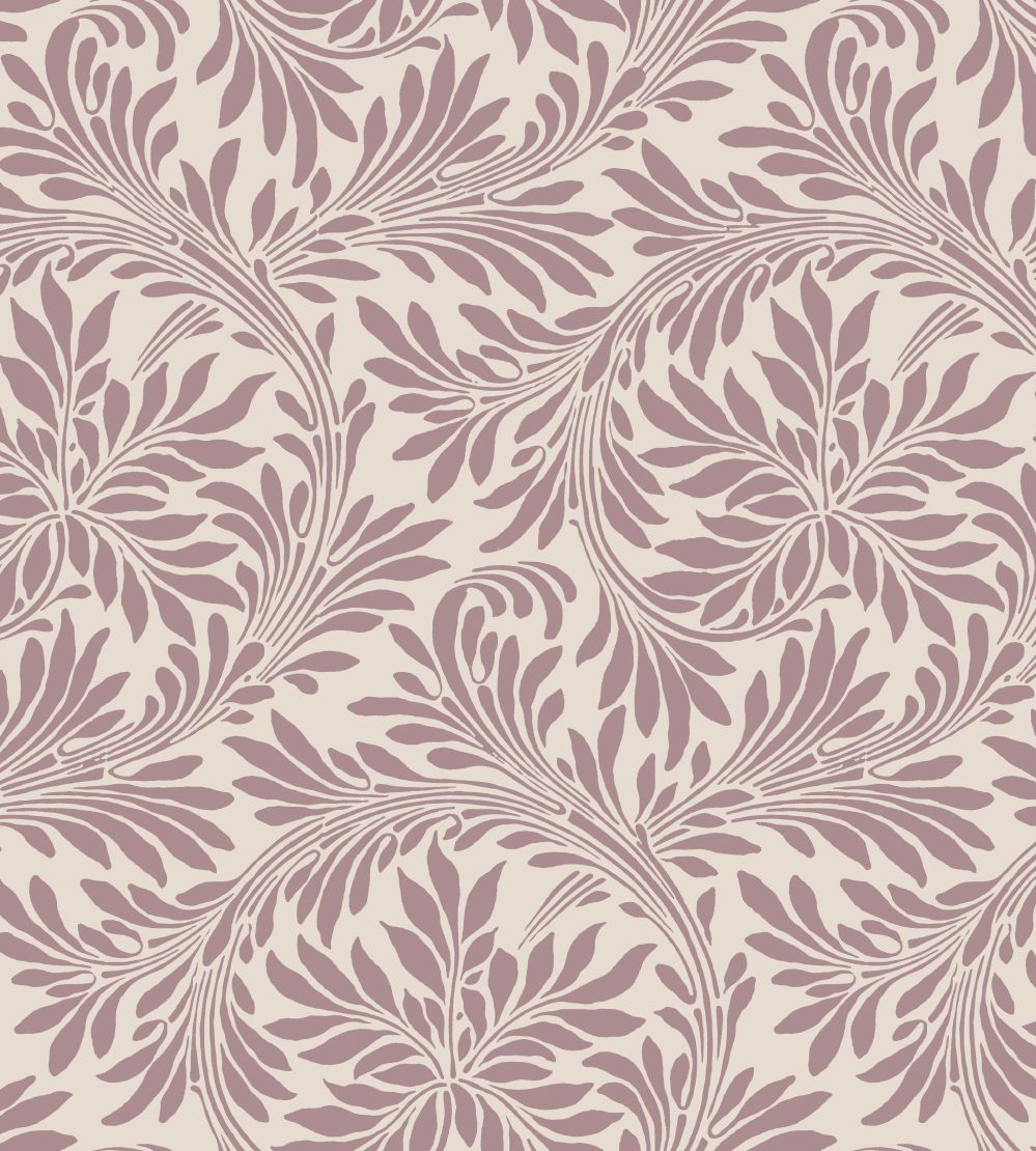 V&A Rolling Leaves Fabric by Arley House Pink