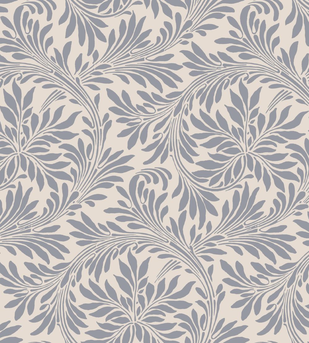 V&A Rolling Leaves Fabric by Arley House Slate Grey
