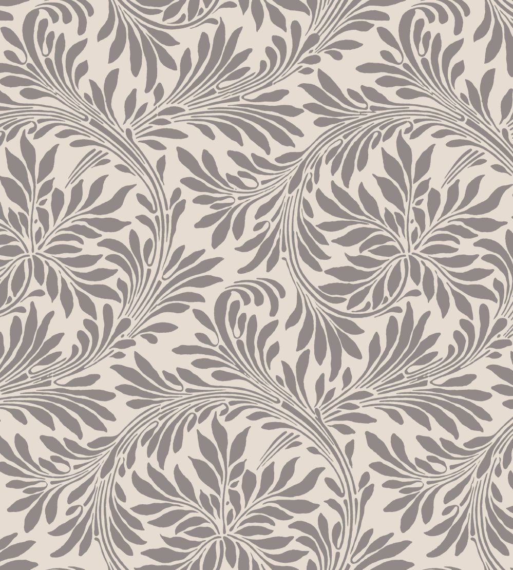 V&A Rolling Leaves Fabric by Arley House Taupe