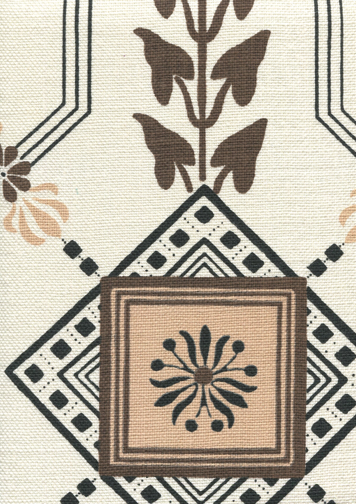 Vanderpoel Stripe Cream Brown Black on Heavy Linen fabric by Quadrille