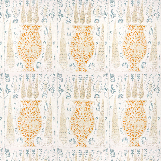 Vasari Blue/Orange fabric by Penny Morrison