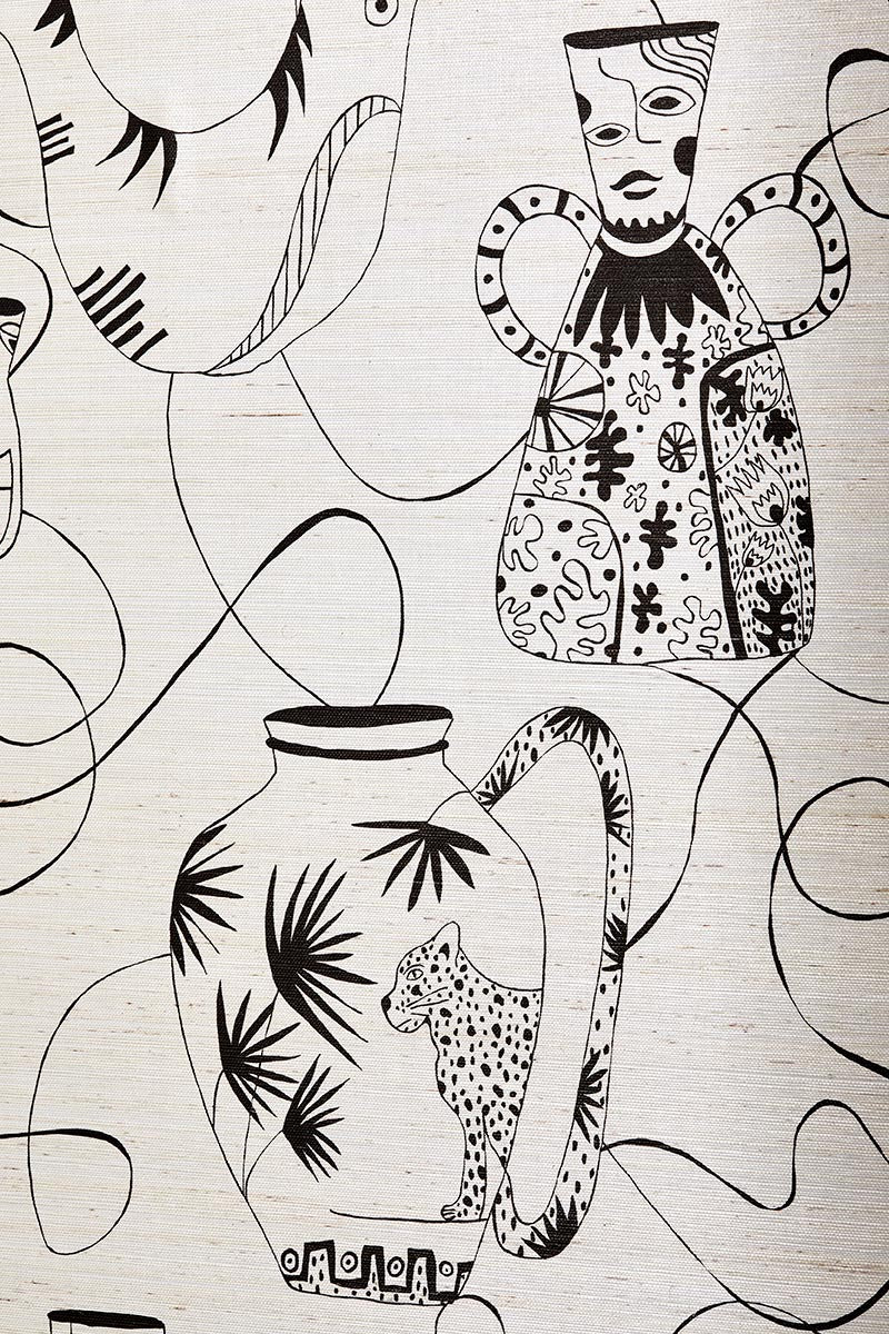 Vases Masqués Wallpaper by Pierre Frey shown in a room setting (view 1)