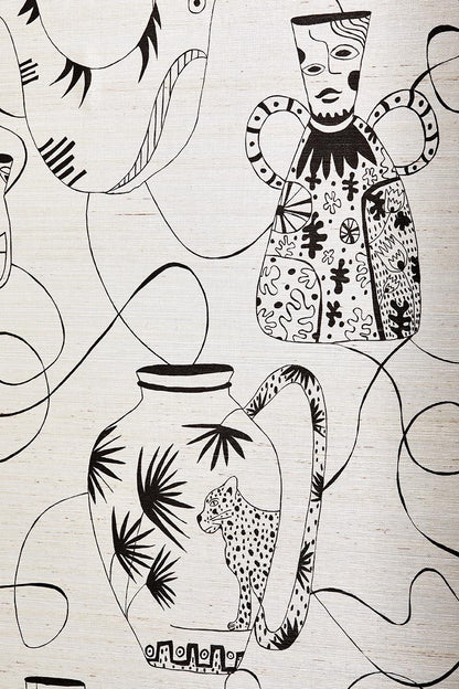 Vases Masqués Wallpaper by Pierre Frey shown in a room setting (view 1)