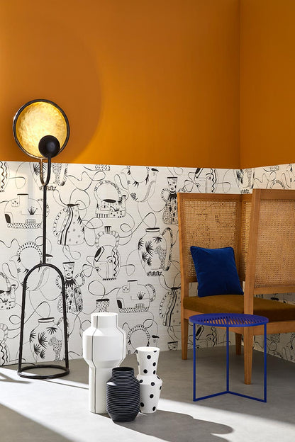 Vases Masqués Wallpaper by Pierre Frey shown in a room setting (view 2)
