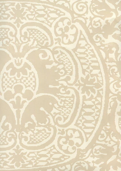 Veneto Beige on Off White wallpaper by Quadrille