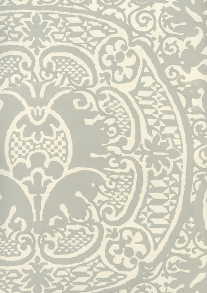 Veneto Gray on Off White wallpaper by Quadrille