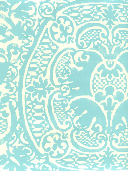 Veneto Venice Blue on Off White wallpaper by Quadrille