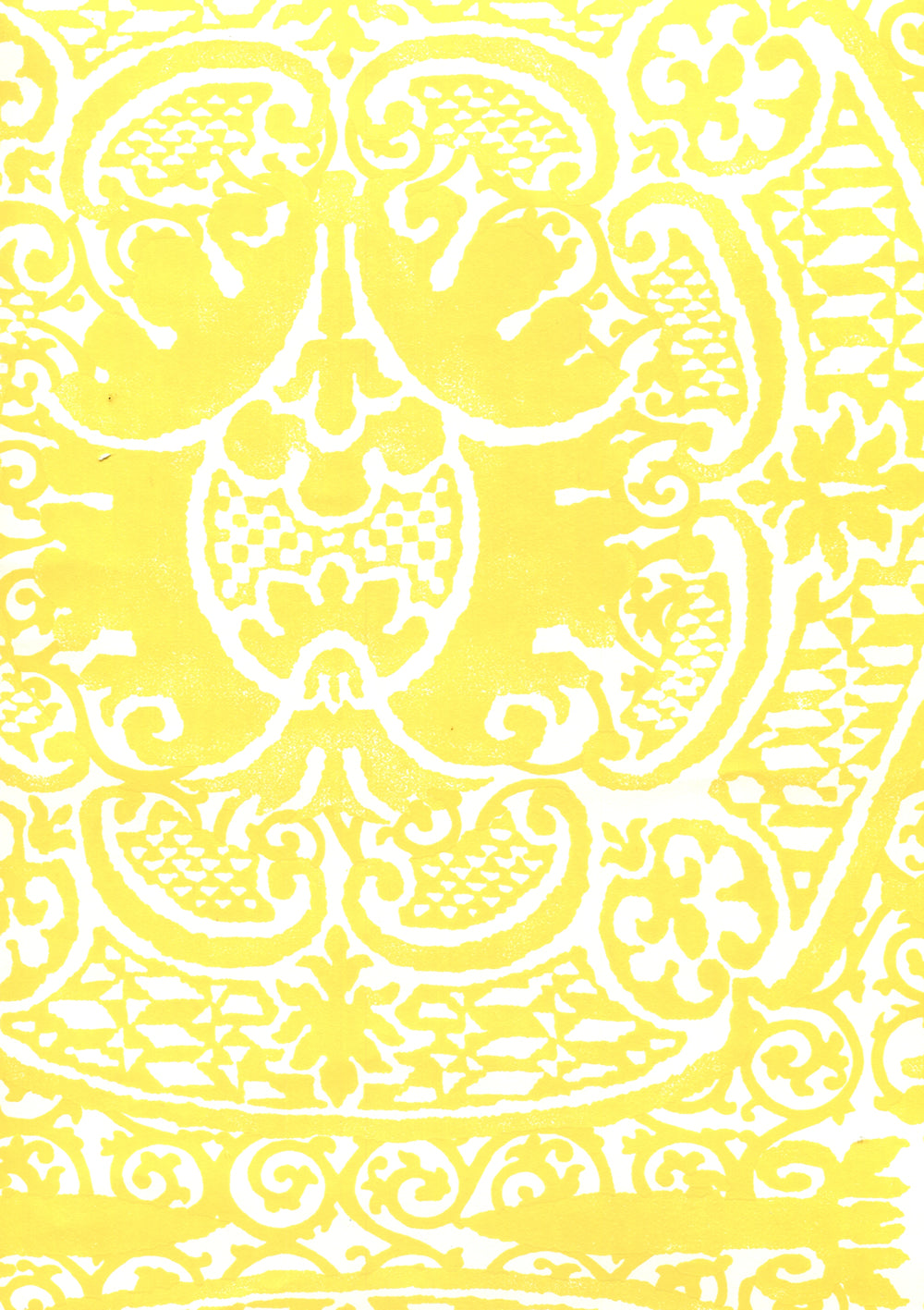 Veneto Langdon Yellow on Almost White wallpaper by Quadrille
